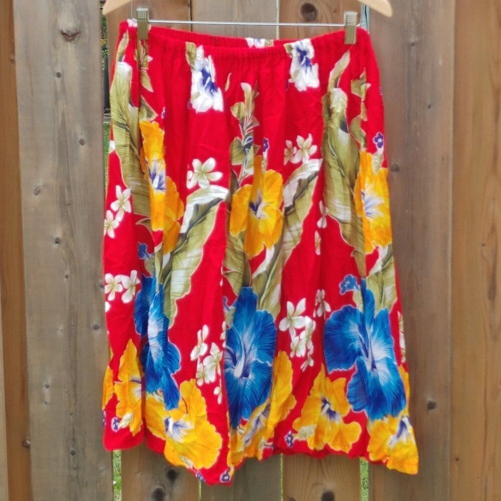 BEAUTIFUL TROPICAL PRINT Elastic Waist Skirt Size Medium